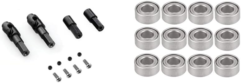 VERBANA 4 Pcs RC Car Axle Kit with 12 Steel Bearings for WPL C14 C24 C34 B14 B36 MN D90 MN99S 1/16 RC Car Accessories
