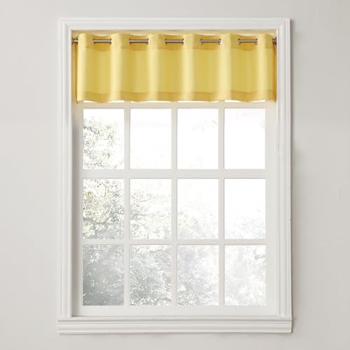 No. 918 Montego Casual Textured Semi-Sheer Grommet Kitchen Curtain Valance, Yellow, 14