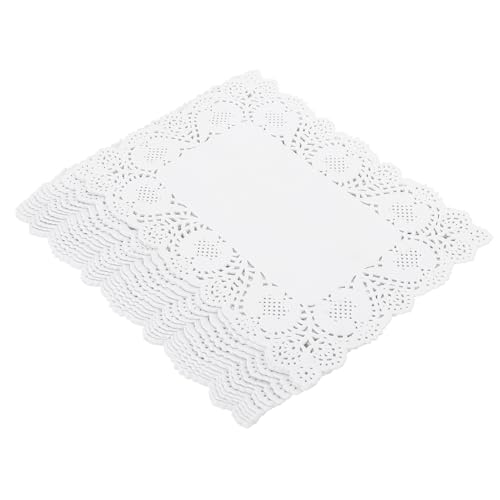 OHPHCALL 150 hojas Blondas de Papel Rectangulares Unidades Tapetes de Encaje Absorbentes para Postres y Vajilla Decorativa para Bodas y Fiestas