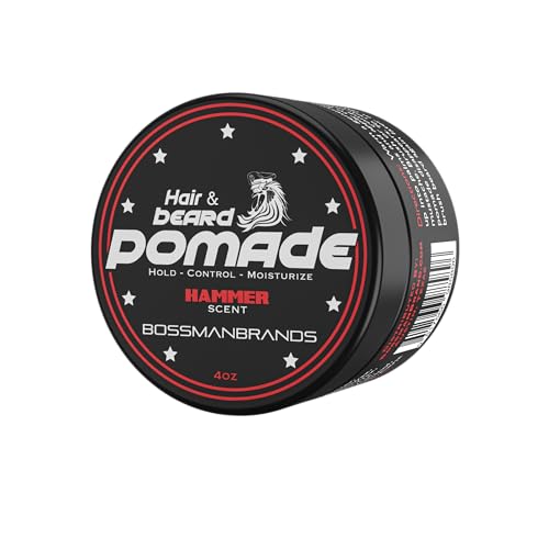Bossman Hair & Beard Pomade for Men (Hammer Scent) – Medium Hold & Moisturizing for Hair, Beard & Mustache Styling – Made in USA