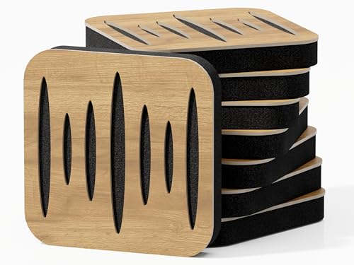Paquete de 8 - Mini panel acústico difuso de absorción de sonido | 23 x 23 cm | Absorción - Difusión - Reflexión - Insonorización | Placas perforadas de color: (roble, COLUMBIA)