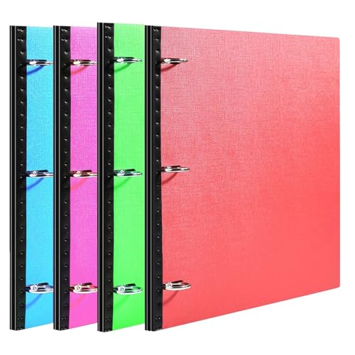 Image of WOT I 4-Pack Telescoping 3 Ring Binder(0.75 inch), Expandable Flexible Binder - Patented Design for Easy Portability, Holds 8.5 inchx11 inch Paper, for School, Office&Home Organization(Blue+Pink+Green+Red)