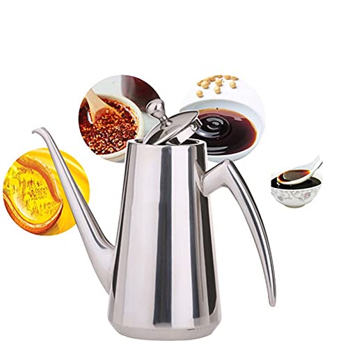 Amabeayh Oil Dispensing Bottles Stainless Steel Oil Bottle Dispenser, Cooking Oil, Soy Sauce，Vinegar，Stainless Steel With Handle Without Dripping Kitchen Restaurant Barbecue Size：12 * 18Cm #TOP3