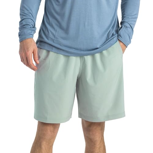 Free Fly Men's Breeze Short - 8' Inseam, Quick-Dry Lightweight Active Shorts for Men, UPF 50+ Sun Protection - Green Haze, Large