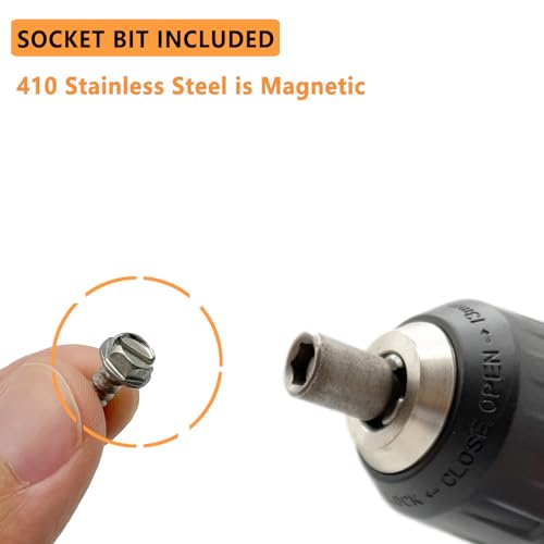 Allkeen PNHWHS410812SIL100P-USA #8 X 1/2'' Hex Washer-Head Sheet Metal Screws Self-Tapping thumb #3
