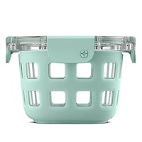 Ello DuraGlass Rounds Glass Food Storage Containers - Meal Prep Bowls with Silicone Sleeve and Airtight Lids, 2 Cup, Yucca