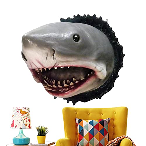 Shark Head Decoration - 3D Wall Mount Decor,Creative Shark Head Resin Sculpture Decor For Entrance, Living Room #TOP7