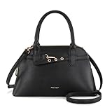 Milan Chiva Small Dome Satchel Purse for Women Textured Crossbody Bags Designer Top Handle with Belted Detailing MC-582BK