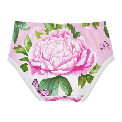 Colorful Toddler Girls Underwear 2t Cotton Panties Little Girl Pink Peonies Green Leaves Briefs Undies Kids2