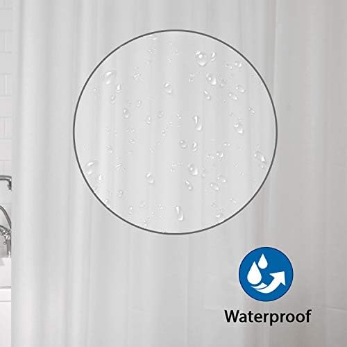 ANSIO Shower Curtain 100% EVA Waterproof, Mould and Mildew Resistant Bathroom Curtain Liner with Curtain Hooks, 180 x 180 cm (71 x 71 Inch)- Frosty White