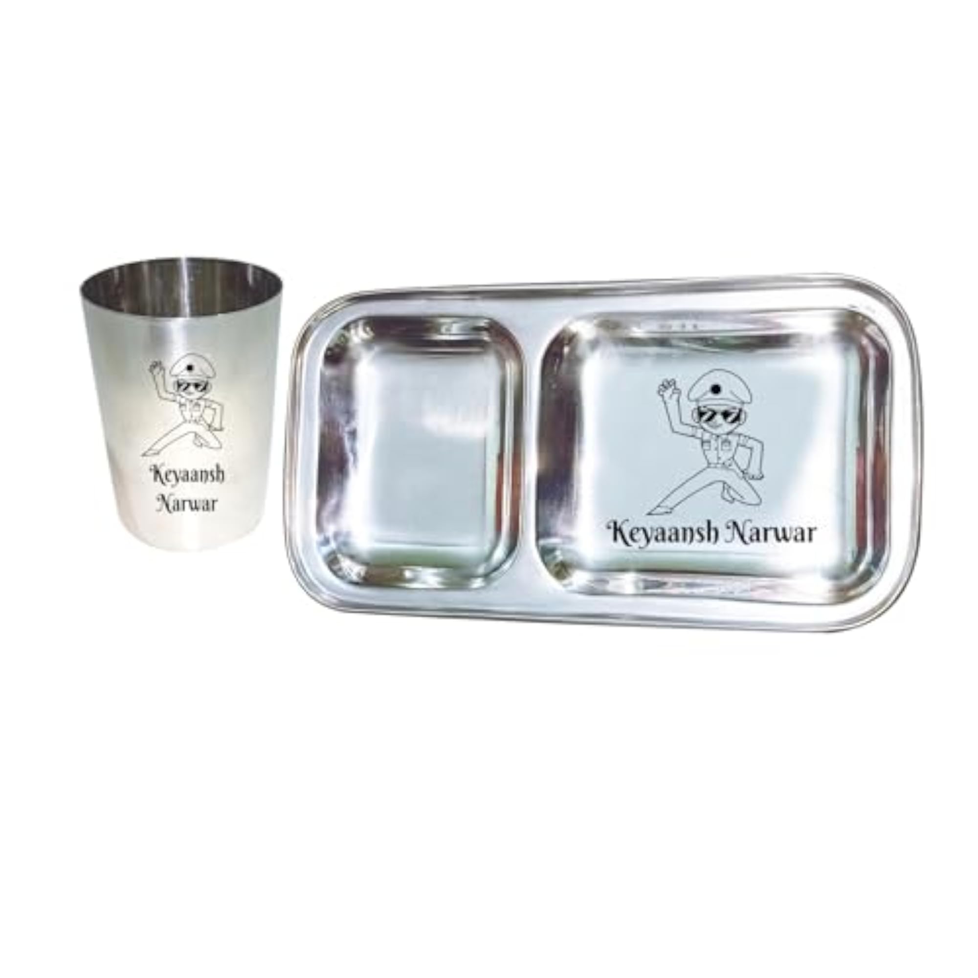 Personalized Stainless Steel Vadapav Plate, Customized Gift