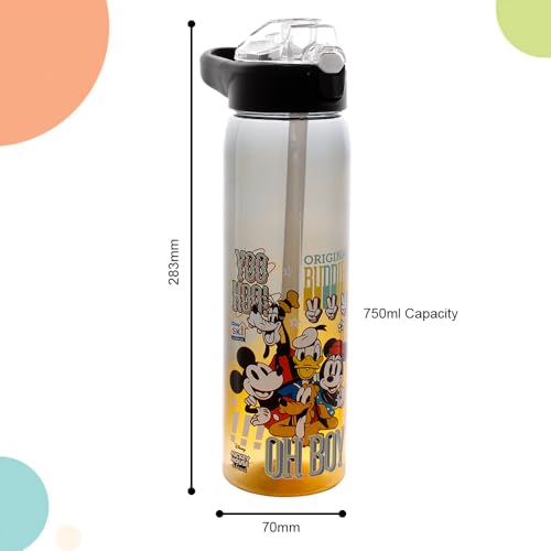 Image of SKi Homeware Impact Sipper Water Bottle, for School, Sports, Trek, Travel | Teens and Kids of all age groups | Leakproof, Light Weight, Pop-up Sipper with Handle, 750 ML, Mickey & Friends