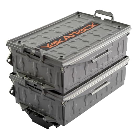 YakAttack TracPak Combo Kit – Battleship Grey | 2 Stackable Storage Boxes + Quick Release Track Base | Fits MightyMount, GearTrac & Kayak Tracks | Space-Saving Fishing Storage | Compact Kayaking Box