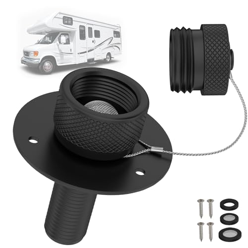 Image of All Metal RV City Water Inlet with Check Valve RV Water Inlet -rv Water Fill Inlet Leak Proof & Universal Fit for RV Camper Motorhome Trailer Marine -Black