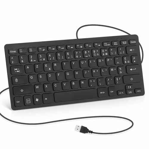 CUQI Mini Clavier Filaire, 78 Touches Ergonomiques, Interface USB-A, Mini Clavier Portable pour Le Bureau et Les Déplacements