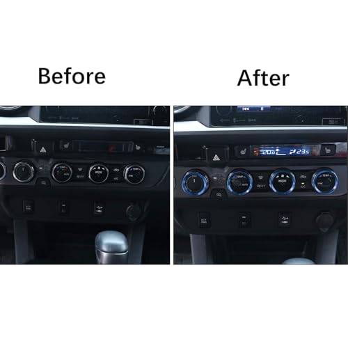 Image of Aluminum Alloy AC Knob Covers Kit for Toyota Tacoma 2016-2023 (4pcs Blue) - HVAC Control Button Covers, Metal Air Conditioner Dial Covers, Durable Interior Upgrade Accessories