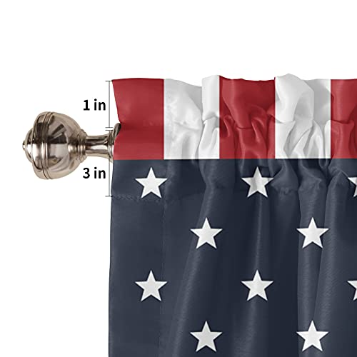 4Th Of July Kitchen Curtains Independence Day Valances For Windows, Patriotic American Flag Stars Window Valances Curtains Rod Pocket 54"X18", Blackout Window Treatments Valance For Bathroom Bedroom #TOP4