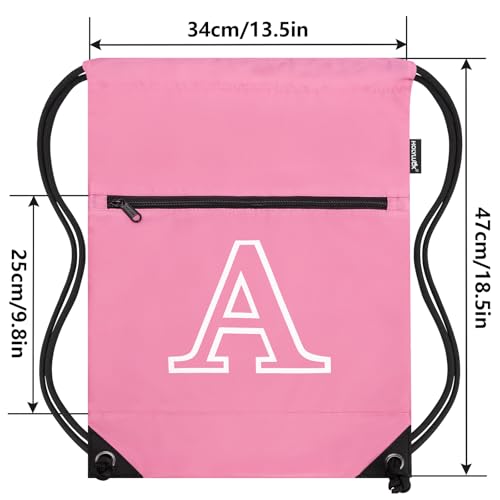 Image of HOLYLUCK Drawstring Bags Initial Backpack Sackpack Cinch Bags for Sports, Gym, Travel, Beach (Pink-A)