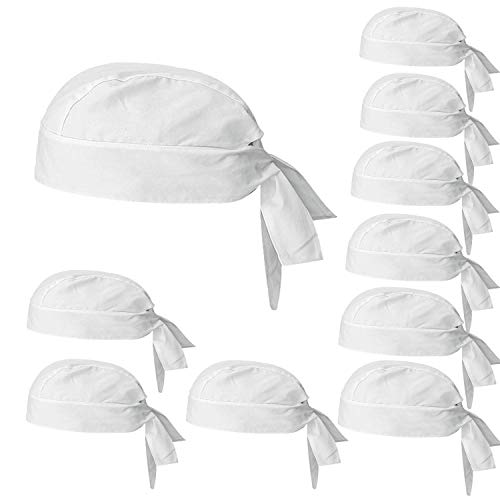 MISEMIYA - GORRO BANDANA GORRO CHEF BANDANA GORRO COCINERO GORRO CAMARERO GORRO CARNICERO - Ref.926 - Blanco, Pack* 10 Pcs