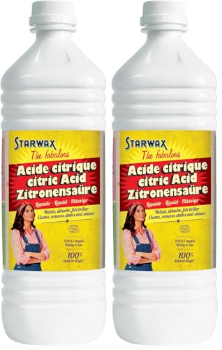 STARWAX THE FABULOUS – Ácido Cítrico Líquido 1L – Desincrustante Natural Potente – Para Electrodomésticos y Baño – Sin Olor – 100% Origen Natural (Paquete de 2)
