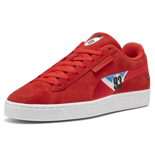 PUMA Mens BMW MMS Suede Calder Lace Up Sneakers Shoes Casual - Red2