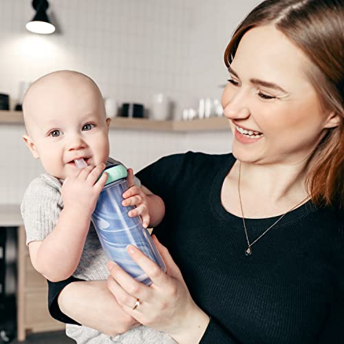 The First Years Insulated Straw Cup for Toddlers 2pk – Wild and Free & Marbled – Dark Blue, 9 ounces - Thumbnail 5