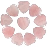 SUNYIK Paquete de 10 cabujones de cuarzo rosa en forma de corazón con parte trasera plana para hacer joyas, piedra de cristal de corazón pulido con parte trasera plana para proyectos de arte de