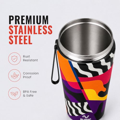 Image of SLOVIC Steel Shaker For Gym [750 ML] | Gym Bottles For Men | Gyms Shaker for Men | Odor Free Protein Shaker Bottle For Protein Shake, Leakproof Stainless Steel Shakers Bottle For Exercise | 4D Design