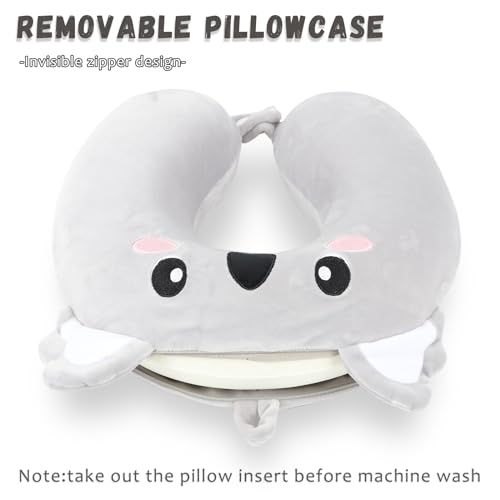 Image of Travel Pillow, Kids Travel Pillow with Sleep Eye Mask Soft Memory Foam Kids Neck Pillow for Boys & Girls, Travel Accessories for Car Airplane Traveling - Koala