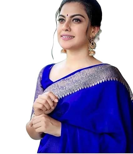 AL KASEEN Women's Soft Pure Kanjivaram Silk Saree For Wedding Banarasi Cotton Sari With Blouse Piece (Yatri-51) (Royal Blue)