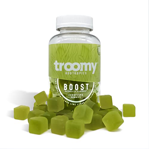 Troomy Boost Cordyceps All Natural Mushroom Gummies - Supports Active Lifestyle & Hyper Focus - Lemon Lime - 60 Count #TOP30