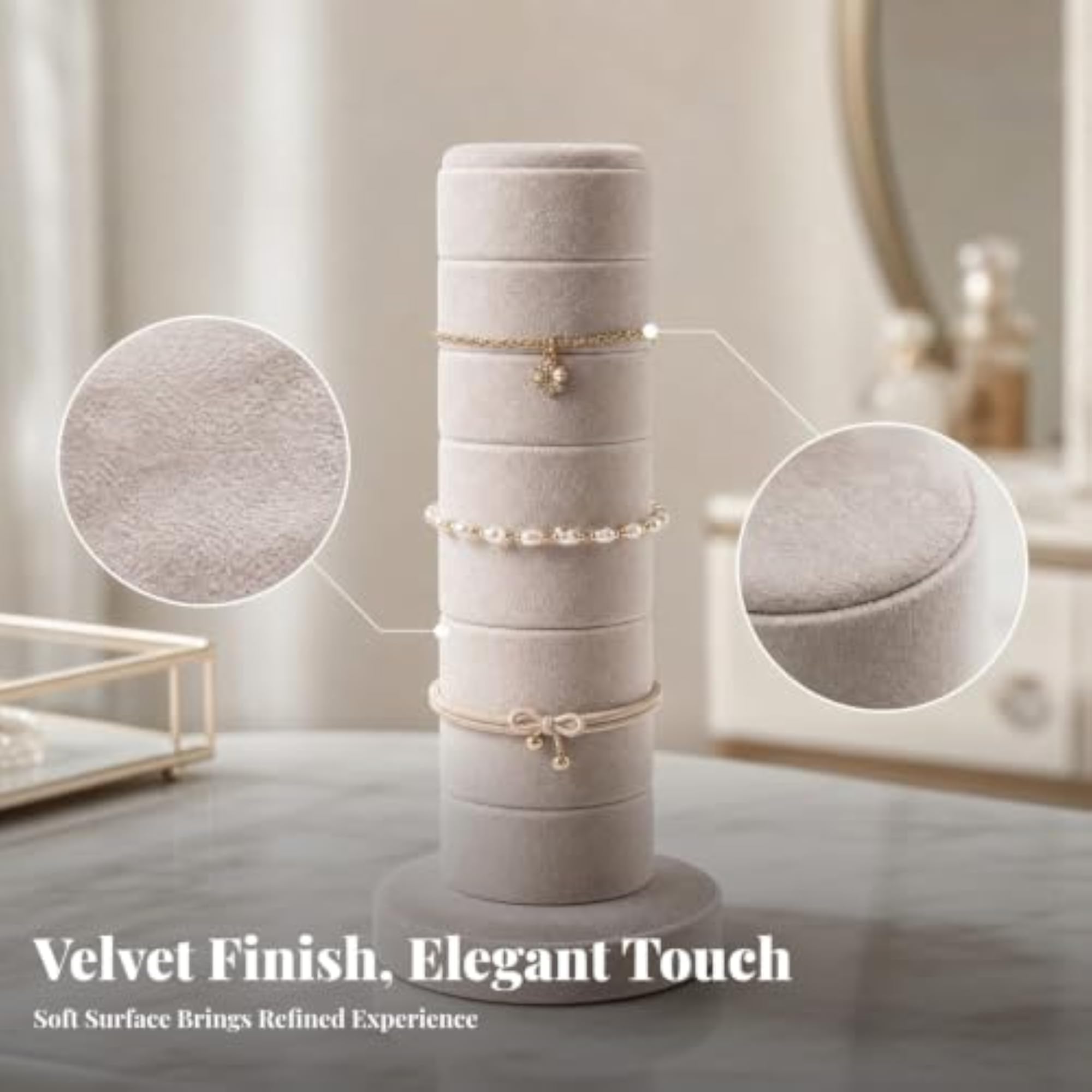 Soft-Fabric Hair Tie Holder Vertical Velvet Display Stand