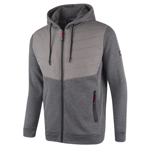 Lee Cooper Homme Lee Cooper Veste À Matelassée pour Homme avec Fermeture Éclair Intégrale Sweat capuche thermique matelass , Gris / Gris Marl, L EU