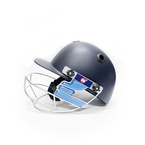 SS Elite Cricket Helmet | Navy Blue | Size: Large | for Men & Boys | Mild Steel Grill | Eva Padding