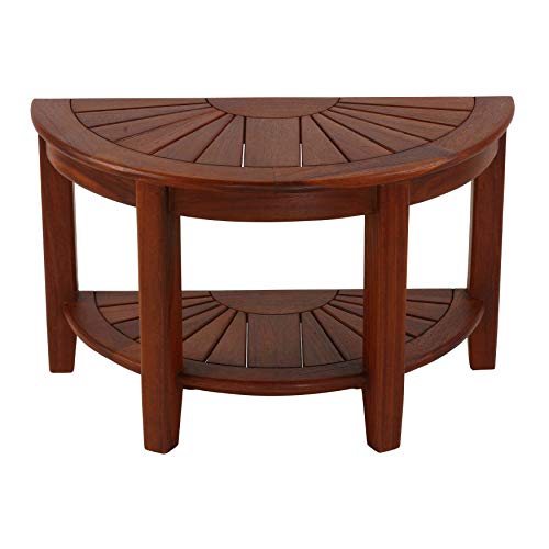 Bare Decor Chesser Half Circle Bench In Solid Teak Wood, 17" High, Brown #TOP2