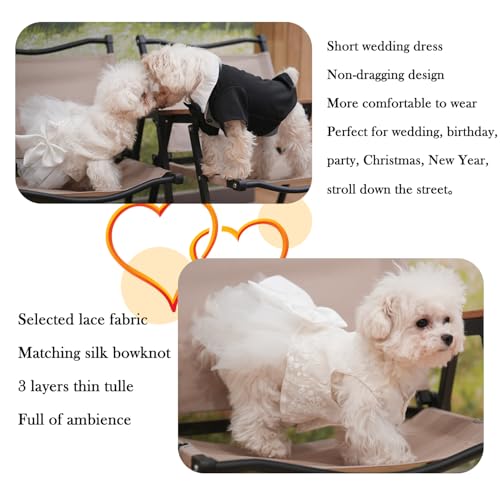 Dog Dress Wedding Outfits, Princess Lace Tutu Strappy Skirt for Female Puppy Small Medium Dogs Girl Cats Costume (Embroidery Dress, X-Small) - Image 5