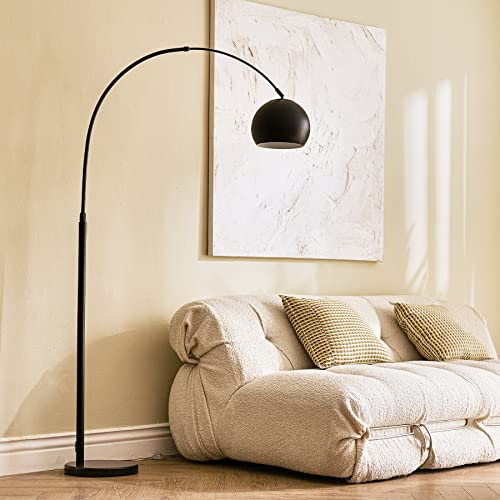 Image of CO-Z Modern Arc Floor Lamp 69 inch, Arch Floor Lamps with LED Bulb, Inner White Metal Shade and Marble Base, Contemporary Standing Light for Living Room Couch Sofa
