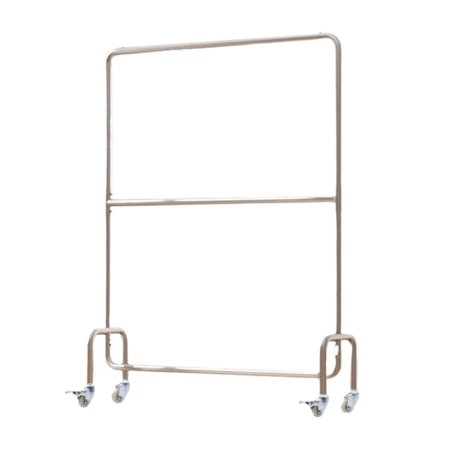 LJHFG63KUYT Clothes Rack Stainless Steel Double-layer Floor Adjustable Clothing Store Hanger, with Wheels for Movement Display Stand(Large)