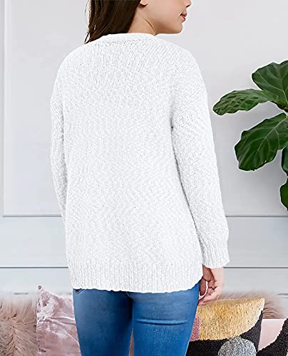 Girls Button Down Cardigans Knit Long-Sleeved Sweater with Pockets Casual Cute Coat Size 4-15 Years2