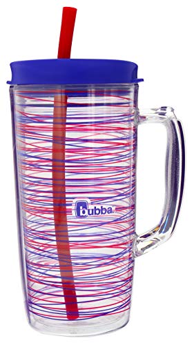 Bubba Envy Travel Thermal Mug, 48 Ounces - Double Wall Insulated with Straw - Keep All Your Favorite Cold Drinks at Your Side - Sweat Resistant, Ideal For Travel - Luau with Stripes Graphic
