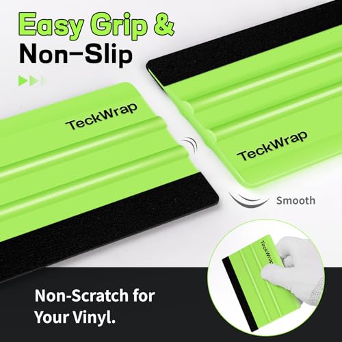 Image of TECKWRAP 2 PCS Professional Felt Squeegee for Vinyl, No Scratch - Green