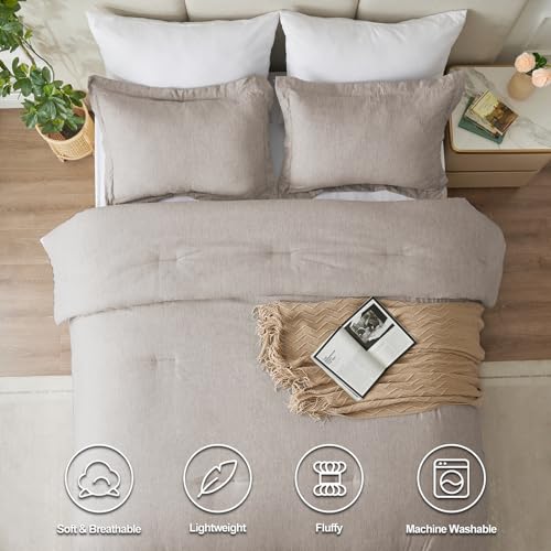 image for CozyLux King Size Comforter Set - 3 Pieces Linen Soft Luxury Cationic 