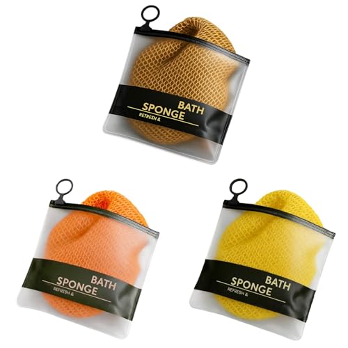3 esponjas de red africana, esponja exfoliante de limpieza profunda, esponja de ducha de red africana, limpiador de espalda para todo tipo de piel, esponja exfoliante para eliminación de piel muerta