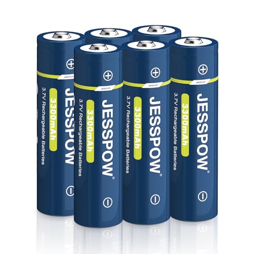 6 Stück 3 7 Volt Wiederaufladbare Akku Button Top 3300mAh Batterie für LED-Stirnlampen Taschenlampen Kleinen Lüfter (18 x 67mm Nicht-AA)