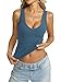 Eachyes Womens V Neck Tank Tops Sleeveless Slim Fit Shirts Summer Going Out Fashion Outfit Clothes 2026 Grey Blue Small