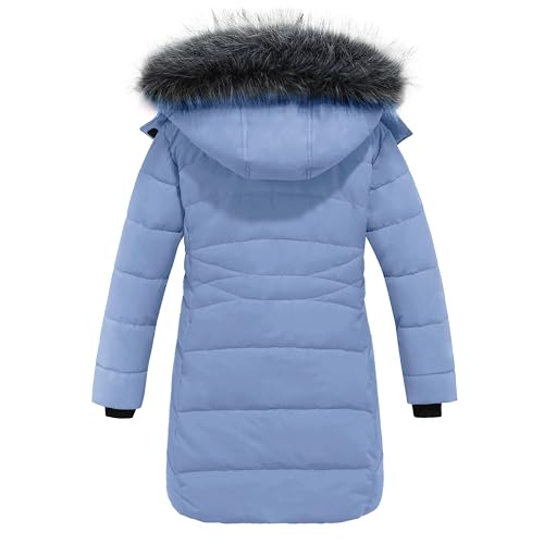 Image of wantdo Girls Winter Coats Long Puffer Jackets Fleece Lined Removable Hood