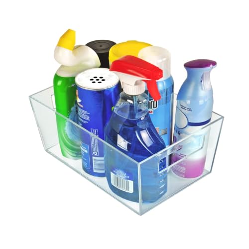 Image of Azar Displays 556237 Large Clear Plastic Organizer Storage Tote Bin with Handle, Pantry Storage, Kitchen and Fridge Organizer, Cabinet and Drawer Container 11.25 inch inchW x 7.5 inch inchD x 5 inch inchH inch, 4-Pack