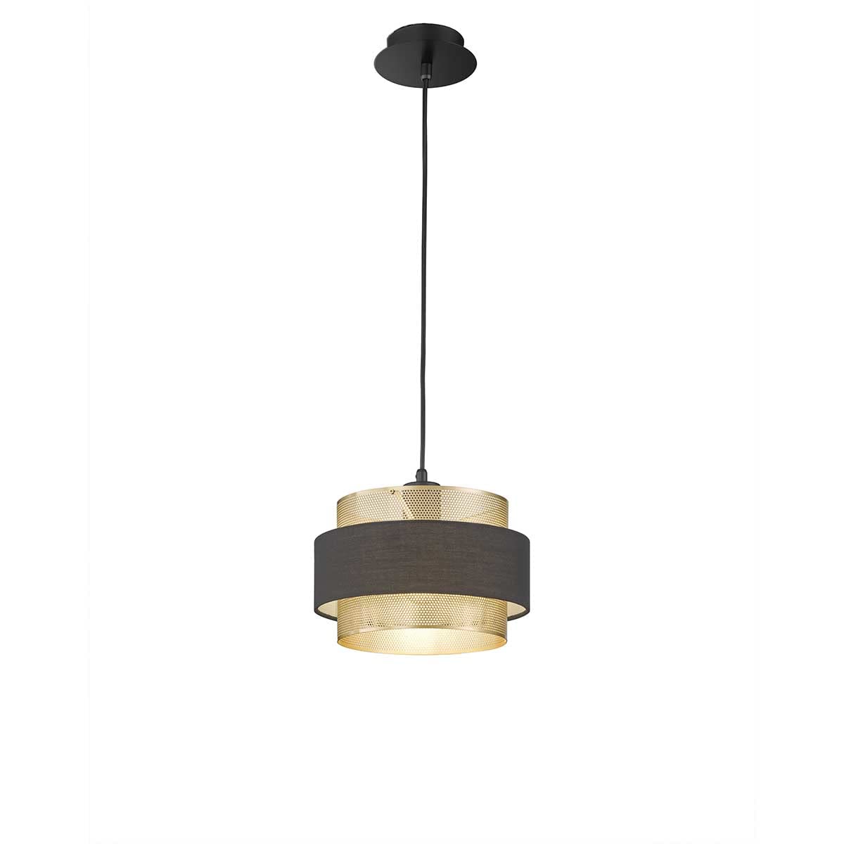 WofiGrove Pendant Light 1-Bulb Black/Gold Height 150 cm x Width 35 cm x Length 35 cm