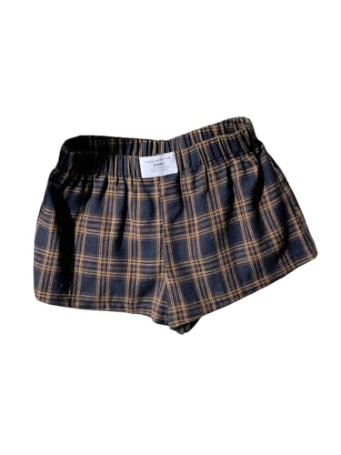 RoseSeek Women's Plus Size Plaid Shorts Elastic Waist Boxer Lounge