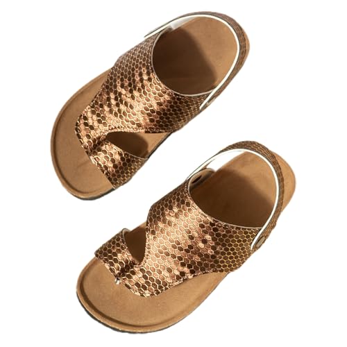 Generisch Chanclas grandes de estilo para niñas con suelas suaves de lentejuelas gruesas, adecuadas para el ocio en la playa. con dedos separados. Sandalias de verano, amarillo, 27.5 EU Ancho